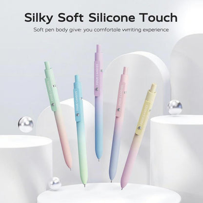 Black Gel Pens, 6Pcs 0.7Mm Quick Dry Black Ink Pens with 3 Extra Refills, Fine Point Smooth Writing Pens for Journaling, Office, Note Taking, School Supplies, Nurse Aesthetic(Black Gray White&Gradient)