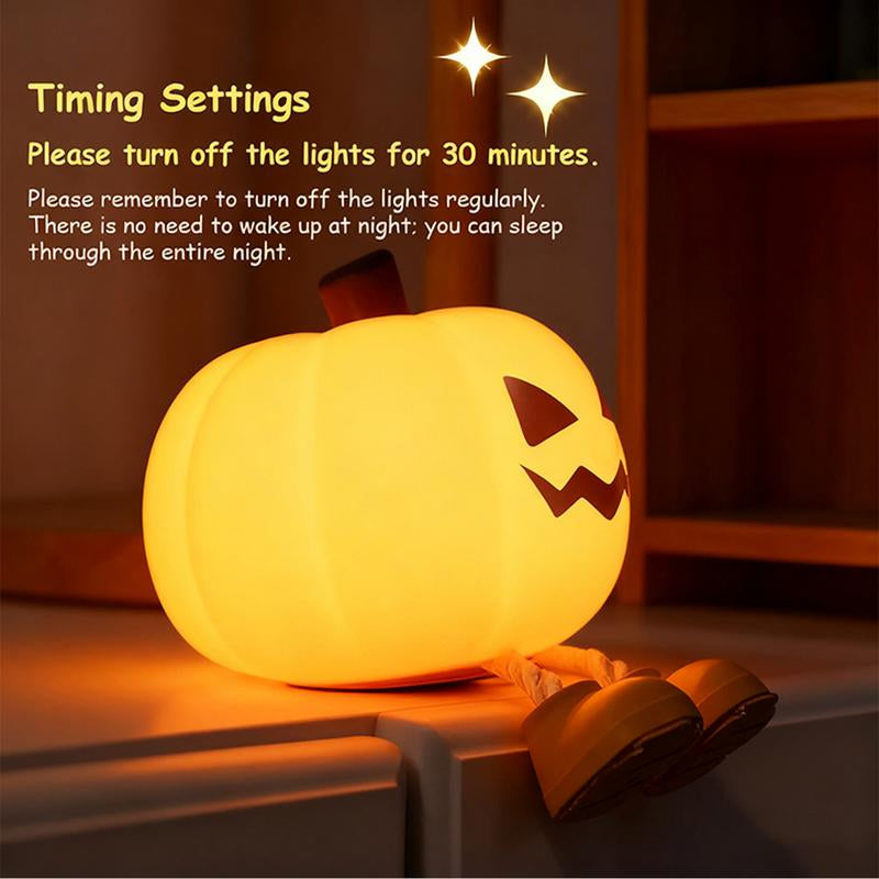 Halloween Pumpkin Night Light, Halloween Decorations Outdoor,Mini LED Pumpkin Lamp with 3 Level Dimmable, Nursery Nightlight for Kids, Silicone Rechargeable Bedside Touch Lamp, for Kids,Lighting