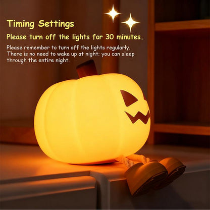 Halloween Pumpkin Night Light, Halloween Decorations Outdoor,Mini LED Pumpkin Lamp with 3 Level Dimmable, Nursery Nightlight for Kids, Silicone Rechargeable Bedside Touch Lamp, for Kids,Lighting