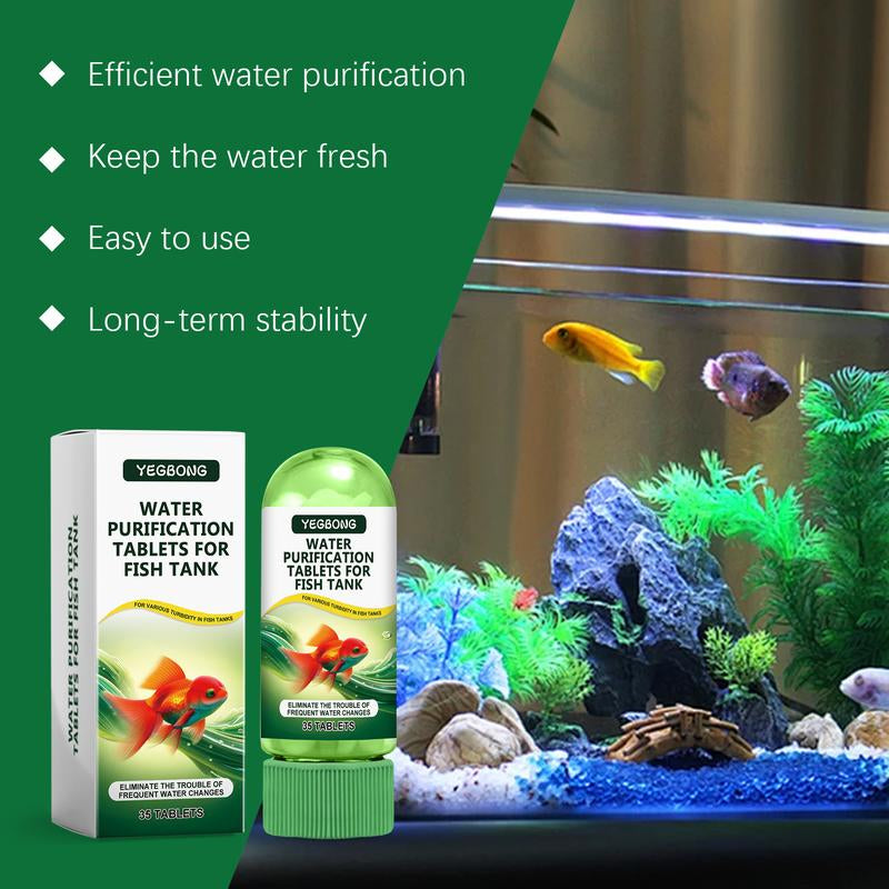Aquarium Water Purification Tablets, Water Quality Dedicated to Clean Deodorizing Algae Stains Sludge Clear Fish Pond