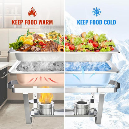 Kerilyn 4 Packs 9QT Chafing Dishes for Buffet Set, Rectangular Stainless Steel Food Warmer Sets with Lids, Food Pans, Water Pan and Fuel Holders for Restaurant Catering Parties Weddings Serving Food Warmer & Chafers Servers Sets