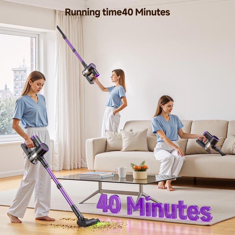 [Home Essential] Cordless Stick Vacuum Cleaner with 35Kpa Suction, anti - Tangle Brush and Upgraded Green Light, Ideal for Home Cleaning