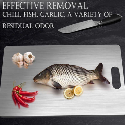 Titanium Cutting Board - 100% Pure Titanium Cutting Boards for Kitchen - Cutting Edge Hygiene & Durability, 1 Pack Double Sided Medical-Grade Titanium Cutting Mat, Easy to Clean (12"L X 9"W)Rdrd Kesefunm Titanium Cutting Board