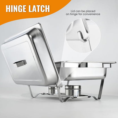 Kerilyn 4 Packs 9QT Chafing Dishes for Buffet Set, Rectangular Stainless Steel Food Warmer Sets with Lids, Food Pans, Water Pan and Fuel Holders for Restaurant Catering Parties Weddings Serving Food Warmer & Chafers Servers Sets