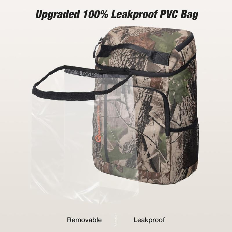 WARMOUNTS Soft Backpack Cooler Insulated Leakproof 36 Cans Collapsible Cooler Ice Chest Bag W/Insulating Cover&Leakproof PVC Bag, Lightweight, Cooler Backpack for Camping, Hiking, Picnic, Beach,Travel