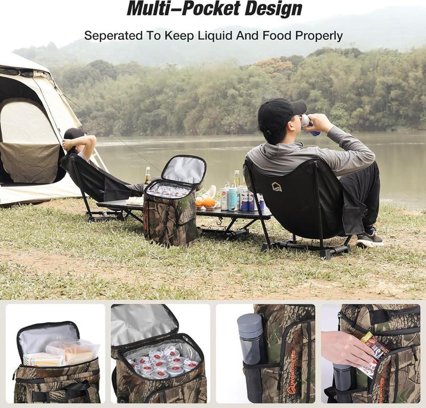 WARMOUNTS Soft Backpack Cooler Insulated Leakproof 36 Cans Collapsible Cooler Ice Chest Bag W/Insulating Cover&Leakproof PVC Bag, Lightweight, Cooler Backpack for Camping, Hiking, Picnic, Beach,Travel