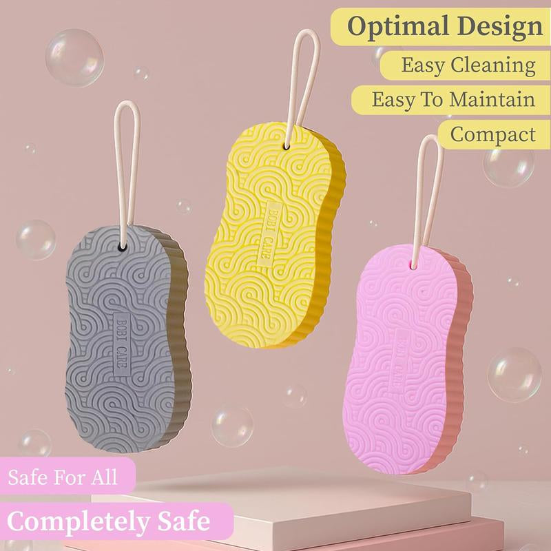 [2Count]Magic Exfoliating Bath Sponge,3D Super Soft Exfoliating Bath Sponge,Skin Friendly and Reusable,Alternative to Exfoliating Gloves,Random Color.