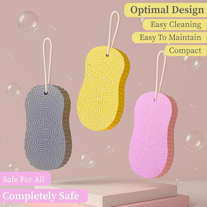 [2Count]Magic Exfoliating Bath Sponge,3D Super Soft Exfoliating Bath Sponge,Skin Friendly and Reusable,Alternative to Exfoliating Gloves,Random Color.