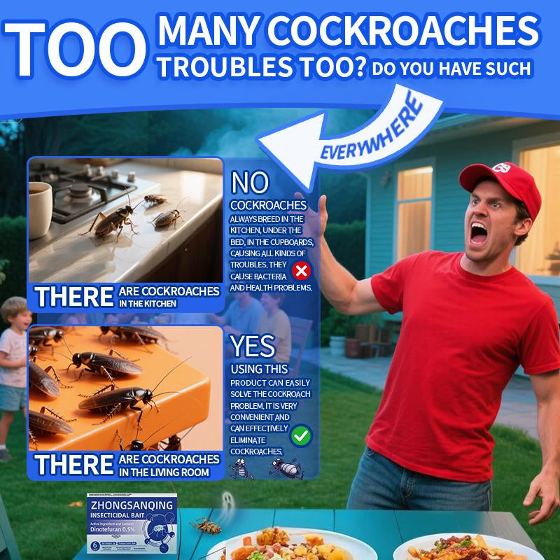 Zhongsanqing Insecticidal Bait - Small Size Roach Bait for Kitchen & Indoor Use with Dinetofuran 0.5% Active Ingredient No Magnets