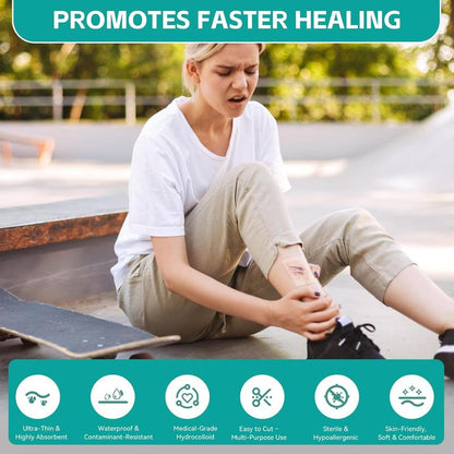 Amzfusfred Medical-Grade Hydrocolloid Bandage Roll Waterproof Flexible Hypoallergenic Latex-Free for Wound Care Secure Adhesion Semi-Transparent Comfortable Design