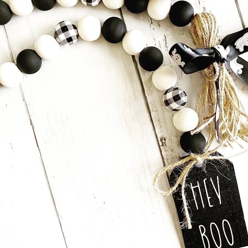 Halloween Beaded Garland, Halloween Decor, Halloween Farmhouse Bead Garland