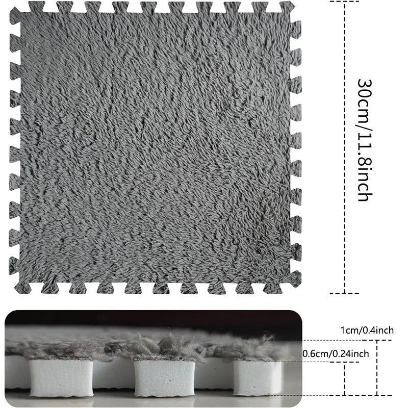 Checkerboard Pattern Floor Mat, 12Pcs/Set Soft Non-Slip Puzzle Floor Mat, Decorative Carpet for Home Living Room Bedroom