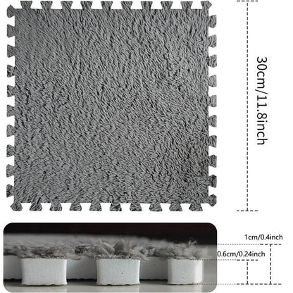 Checkerboard Pattern Floor Mat, 12Pcs/Set Soft Non-Slip Puzzle Floor Mat, Decorative Carpet for Home Living Room Bedroom