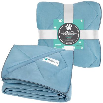 Petami Premium Cooling Dog Blanket - Reversible Fuzzy Cozy Pet Throw Blanket Bed Cover for Dogs Cats Puppies - 24X32 to 90X90 - Silky Hand Feel - Furniture Protector - Calming Comfortable - High Quality Cooling Nylon Polyester