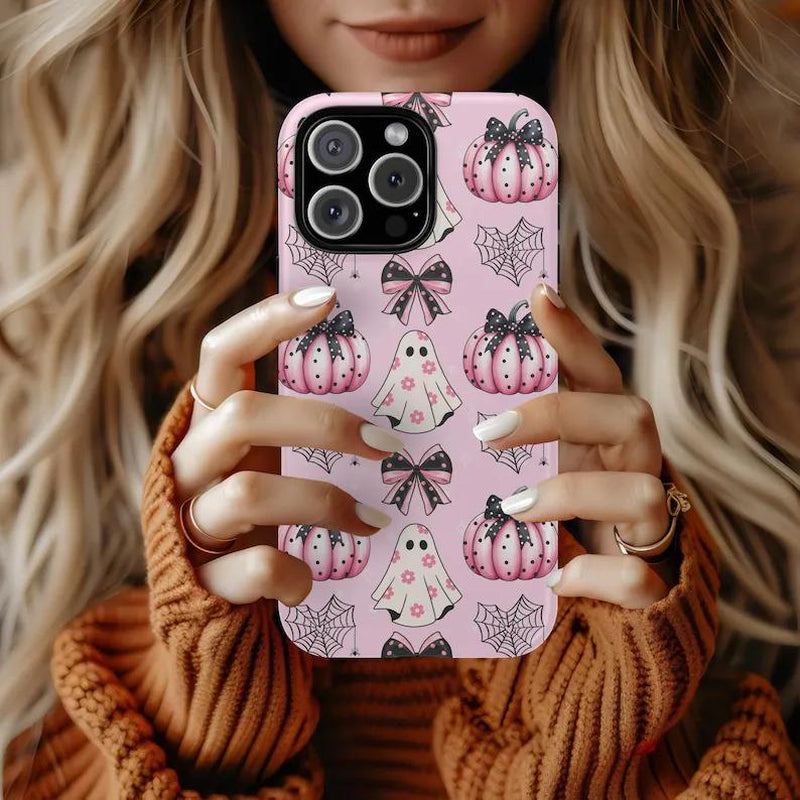 Spooky Coquette Iphone Case, Halloween Samsung Phone Case, Ghost Phone Case, Halloween Lover Gift, Coquette Case for Iphone, Bow Phone Case