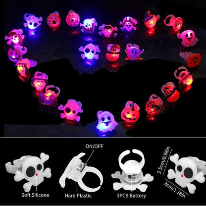 50Pcs LED Halloween Ring,Halloween Ring,Glowing Pumpkin Skull Ring Gift,Halloween Christmas Party Decoration Home Horror Props Supplies,Perfect for Halloween