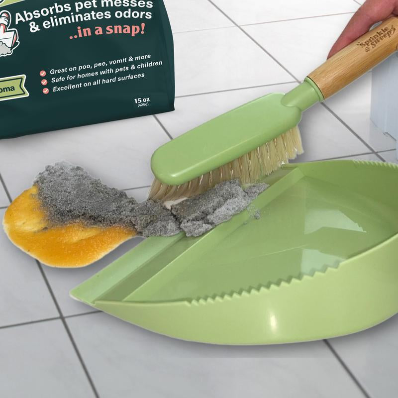 Sprinkle & Sweep All-In-One Pet Accident Cleanup Kit - Mess Cleaner, Odor Spray & Dustpan