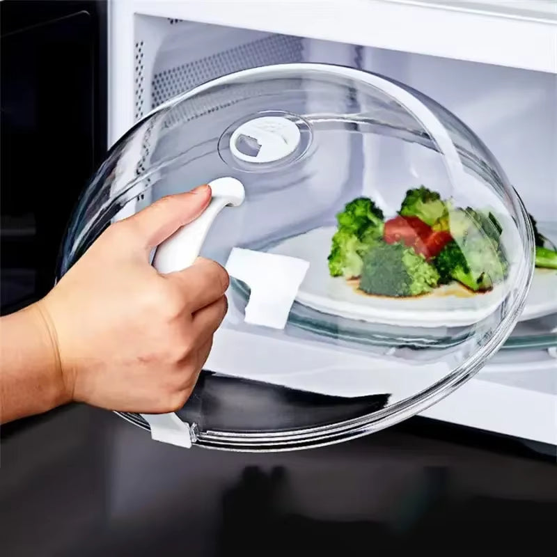 Microwave Food Splash Proof Cover Plate Transparent Cover with Handle Household Oven Heating Cover Cooking Utensils Accessories