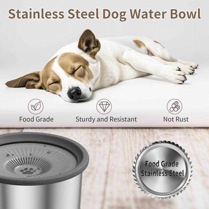Stainless Steel 6.5L Dog Water Bowl 1.6 Gallon Extra Large Capacity with Splash-Proof Design Non-Slip Mat Elevated Slow Feeder for Medium & Large Dogs Black