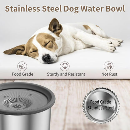 Stainless Steel 6.5L Dog Water Bowl 1.6 Gallon Extra Large Capacity with Splash-Proof Design Non-Slip Mat Elevated Slow Feeder for Medium & Large Dogs Black