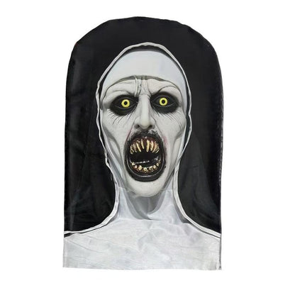 Frightening Nun Costume Mask for Halloween Parties - Breathable Mesh Headgear ,For Party ,Street Style Horror Accessory,High Visibility- Safe and Comfortable