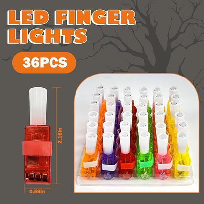 36 PCS Halloween LED Finger Lights, Halloween Party Favors for Kids LED Light up Toys Classroom Rewards Gifts, Halloween Treats Goody Bag Filler