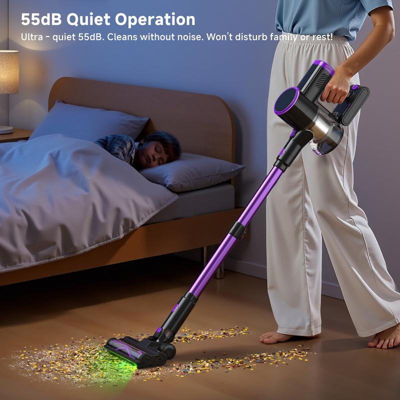 [Home Essential] Cordless Stick Vacuum Cleaner with 35Kpa Suction, anti - Tangle Brush and Upgraded Green Light, Ideal for Home Cleaning