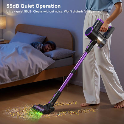 [Home Essential] Cordless Stick Vacuum Cleaner with 35Kpa Suction, anti - Tangle Brush and Upgraded Green Light, Ideal for Home Cleaning