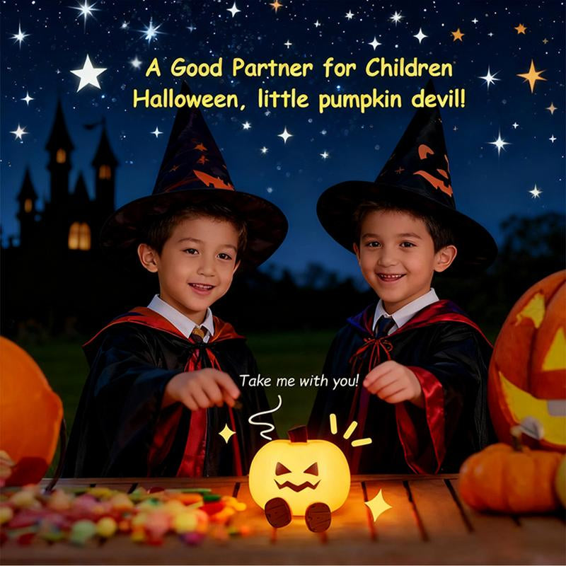 Halloween Pumpkin Night Light, Halloween Decorations Outdoor,Mini LED Pumpkin Lamp with 3 Level Dimmable, Nursery Nightlight for Kids, Silicone Rechargeable Bedside Touch Lamp, for Kids,Lighting