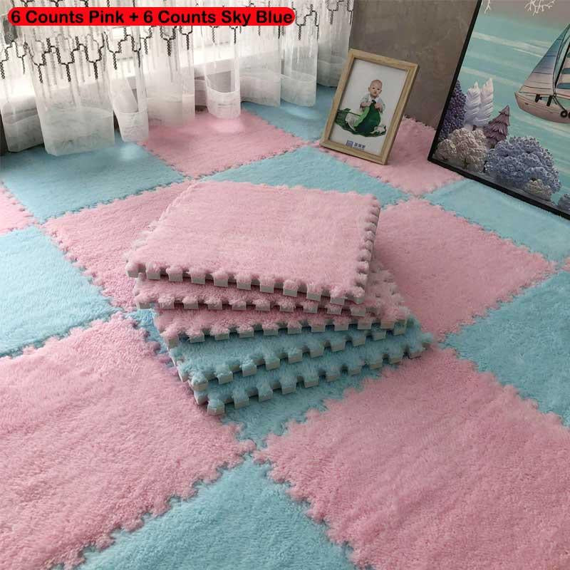 Checkerboard Pattern Floor Mat, 12Pcs/Set Soft Non-Slip Puzzle Floor Mat, Decorative Carpet for Home Living Room Bedroom
