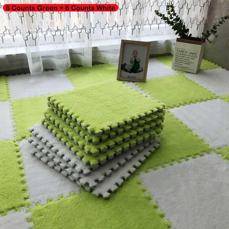 Checkerboard Pattern Floor Mat, 12Pcs/Set Soft Non-Slip Puzzle Floor Mat, Decorative Carpet for Home Living Room Bedroom